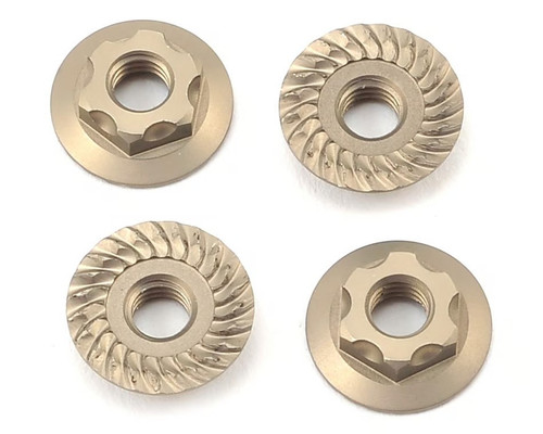 Yokomo 4mm Thin Aluminum Serrated Flanged Nut (4),