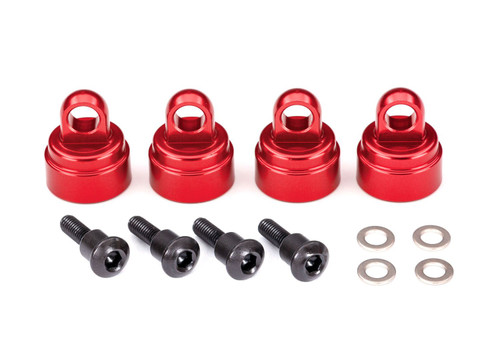 Aluminum Shock Caps, Red (4): Ultra Shocks