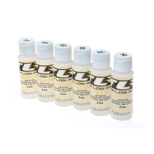Team Losi Racing Silicone Shock Oil Six Pack (2oz) (17.5, 22.5, 27.5, 32.5, 37.5, 42.5wt)