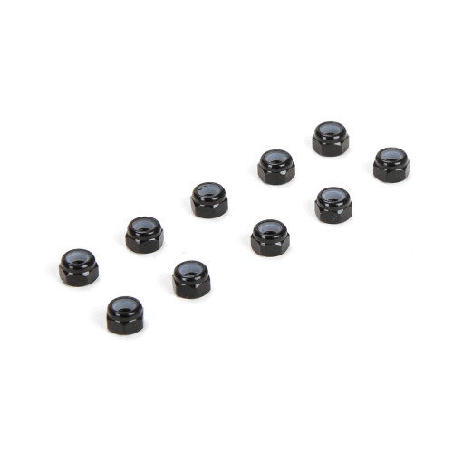 3mm Aluminum Locknuts (10) (Black),