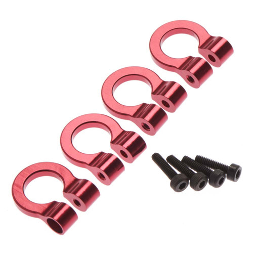 Hot Racing 1/10 Aluminum Tow Shackle D-Rings (4) (Red),