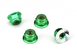 Nuts Flanged Nylon Locking 4mm Green (4)