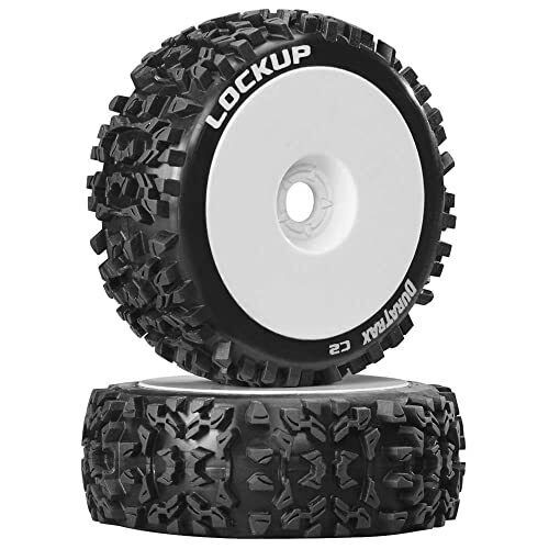 Pre-Mounted Lockup 1/8 Buggy Tires (White) (2)(Soft - C2)