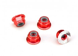 NUTS 4MM FLANGED LOCK RED