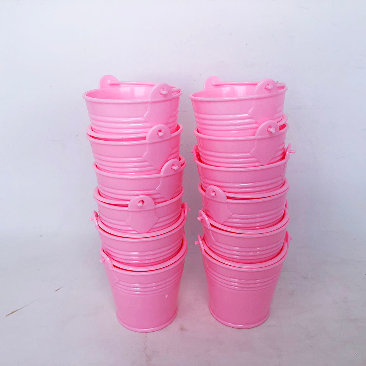 Plastic Buckets For Lucky Bamboo Favor 12 Pack Pink New