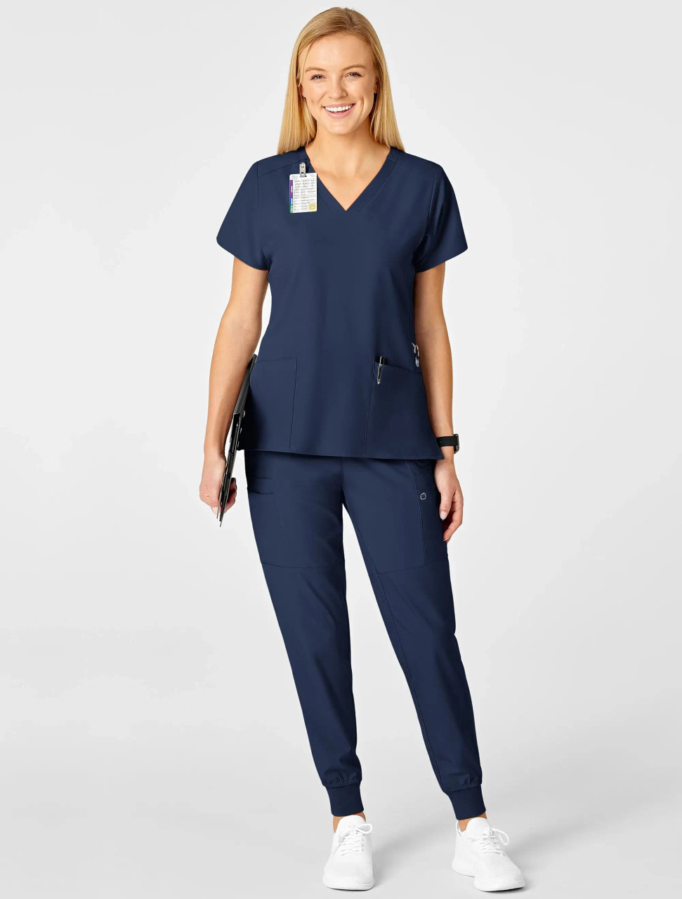 Wink W123 Women's Flex-Back Stylized V-Neck Top #6555