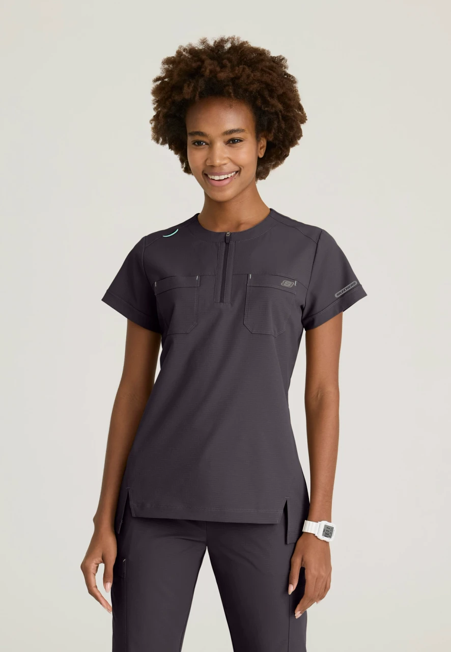 SKECHERS by BARCO Ripstop Women's Round Neck Tuck-In Scrub Top