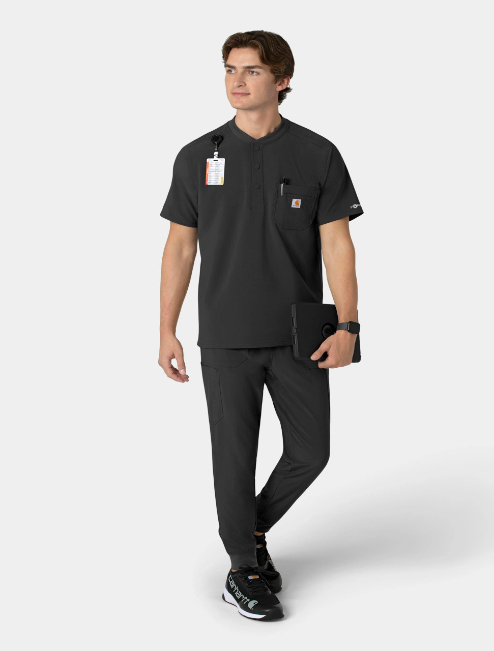 トップス 26s uniform experimentbristol carhartt CARHARTT Cross-Flex Men's Henley Scrub Top C16310 - The Uniform Outlet
