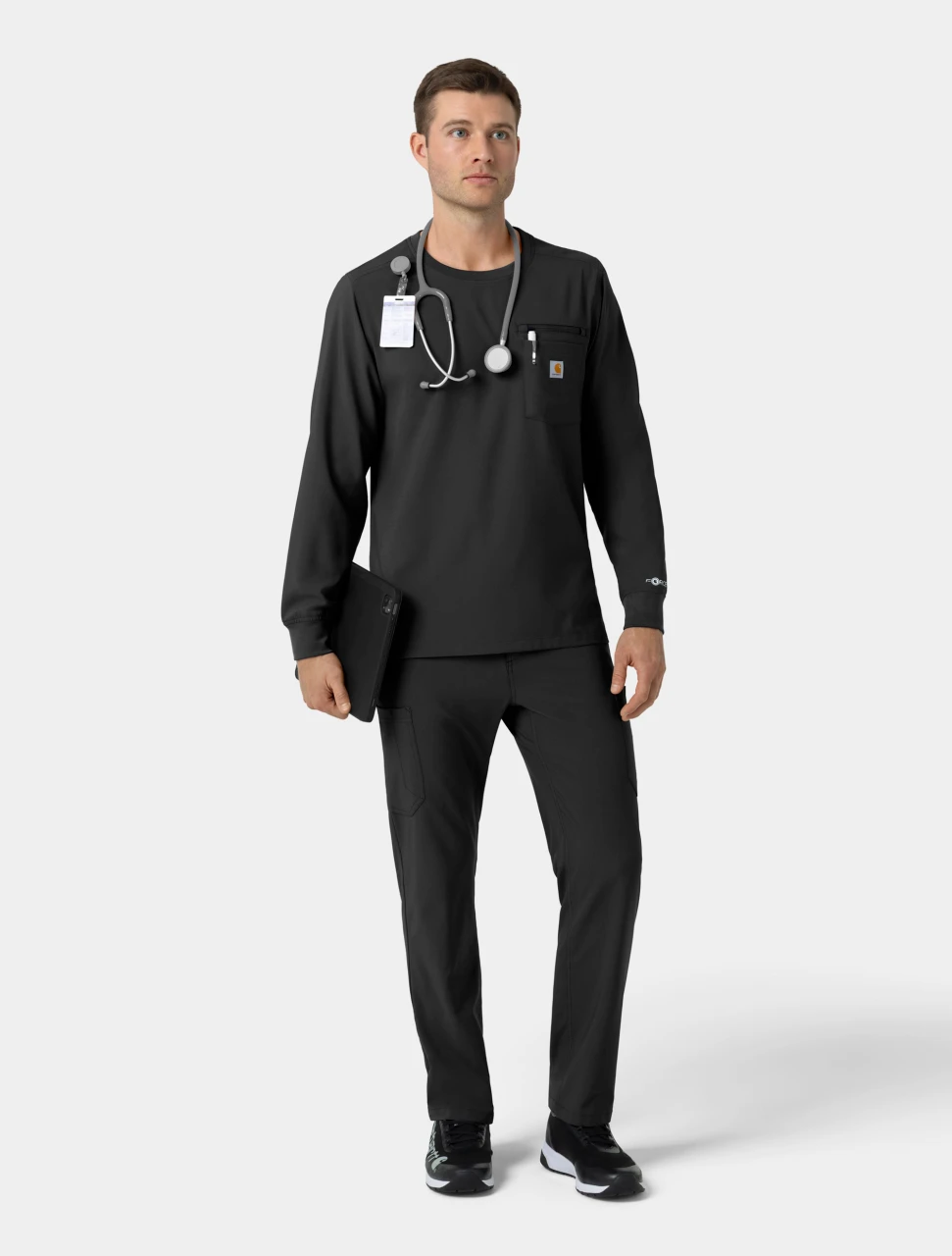 CARHARTT Cross-Flex Men's Long Sleeve Crew Neck Scrub Top C16610