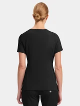 Back view of Healing Hands HH Works Women's Madison Mock-Wrap Top #2525 in Black