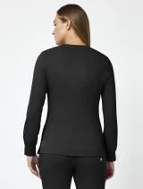 Back view of Healing Hands HH Works Women's Megan Snap-Up Jacket #5500 in Black