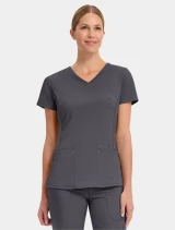 Front view of Healing Hands Purple Label Women's Juliet V-Neck Scrub Top 2245 in Pewter