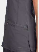 Front pocket detail of Healing Hands Purple Label Women's Juliet V-Neck Scrub Top 2245 in Pewter