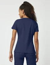 Back view of Healing Hands Purple Label Women's Jasmin V-Neck Scrub Top 2278 in Navy