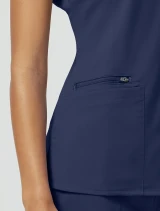 Zipper pocket detail of Healing Hands Purple Label Women's Jasmin V-Neck Scrub Top 2278 in Navy
