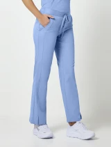Right side view of Healing Hands Purple Label Women's Taylor Drawstring Bootcut Scrub Pant 9095 in Ciel