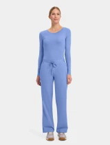 Full-length model view of Healing Hands Purple Label Women's Taylor Drawstring Bootcut Scrub Pant 9095 in Ciel