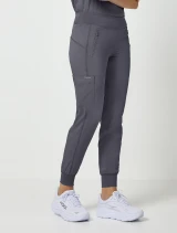 Right side view of Healing Hands Purple Label Women's Tara Jogger Scrub Pant 9233 in Pewter