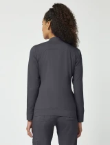 Back view of Healing Hands Purple Label Women's Dakota Zip-Up Scrub Jacket 5038 in Pewter