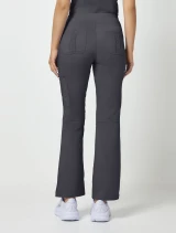 Back view of Healing Hands Purple Label Women's Tori Yoga Waist Scrub Pant 9133 in Pewter