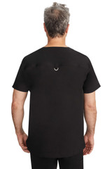 Back view of Healing Hands Purple Label Men's Jake 3 Pocket V-Neck Scrub Top 2331 in Black