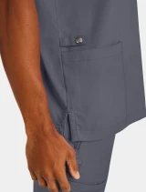 Side pocket detail of Healing Hands Purple Label Men's Jake 3 Pocket V-Neck Scrub Top 2331 in Pewter