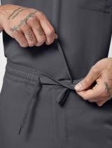 Drawstring waistband close-up of Healing Hands Purple Label Men's Daniel Drawstring Scrub Pant 9300 in Pewter