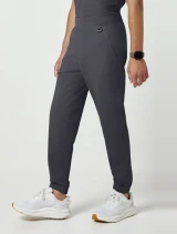 Left side view of Healing Hands Purple Label Men's Dante Jogger Scrub Pant 9301 in Pewter