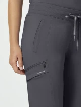 Cargo pocket detail of Healing Hands Purple Label Women's Toby Drawstring Jogger Scrub Pant 9244 in Pewter