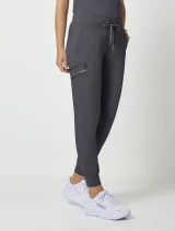 Right side view of Healing Hands Purple Label Women's Toby Drawstring Jogger Scrub Pant 9244 in Pewter