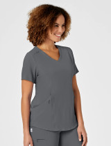 right side view of the Wink Renew women's scrub top #6134 in pewter.