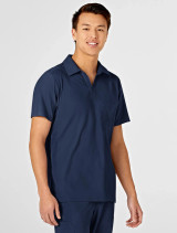 Right side view of the men's Wink W123 scrub top #6055 in navy.