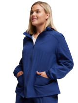 Side view of Heartsoul scrubs women's zip front jacket #20310