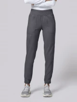 Front view of Cherokee Workwear Revolution Women's Natural Rise Jogger Scrub Pant WW011 in Pewter