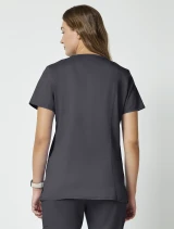 Back view of Cherokee Workwear Revolution Women's V-Neck Scrub Top WW620 in Pewter