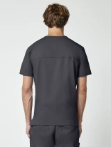 Back view of Cherokee Workwear Revolution Men's V-Neck Scrub Top WW670 in Pewter