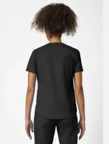 Back view of Cherokee Workwear Professionals Women's V-Neck Top #WW665 in Black
