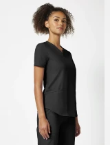 Alternate side view of Cherokee Workwear Professionals Women's V-Neck Top #WW665 in Black