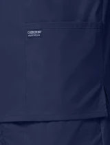 Front pocket detail of Cherokee Workwear Professionals Men's V-Neck Top #WW695 in Navy