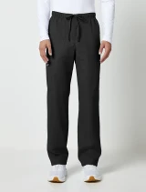 Front view of Cherokee Workwear Professionals Men's Fly Front Cargo Pant #WW190 in Black