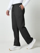 Side view of Cherokee Workwear Professionals Men's Fly Front Cargo Pant #WW190 in Black