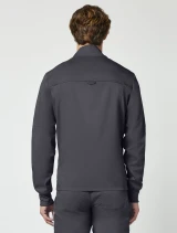 Back view of Cherokee Workwear Revolution Men's Zip Front Warm-Up Scrub Jacket WW320 in Pewter