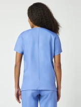 Back view of Cherokee Workwear Originals Women's Dolman Sleeve V-Neck Scrub Top 4700 in Ciel