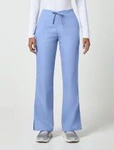 Front view of Cherokee Workwear Originals Women's Drawstring Flare Leg Scrub Pant 4101 in Ciel