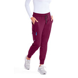 Front View of Grey's Anatomy Jogger Pant GRP534 in Wine