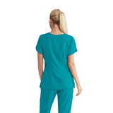 Back View of Grey's Anatomy V-Neck Top 41423 in Teal