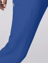 Cargo pocket detail of Med Couture Insight Women's Drawstring Cargo Jogger Scrub Pant MC2711 in Royal