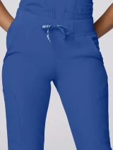 Drawstring waistband close-up of Med Couture Insight Women's Drawstring Cargo Jogger Scrub Pant MC2711 in Royal