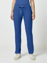 Front view of Med Couture Touch Women's Yoga Waist Cargo Pant #7725 in Royal