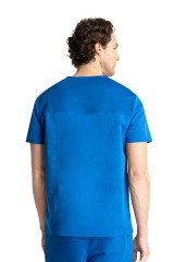 Back view of Sanibel Scrubs Men's V-Neck Top PL668 in Royal Blue